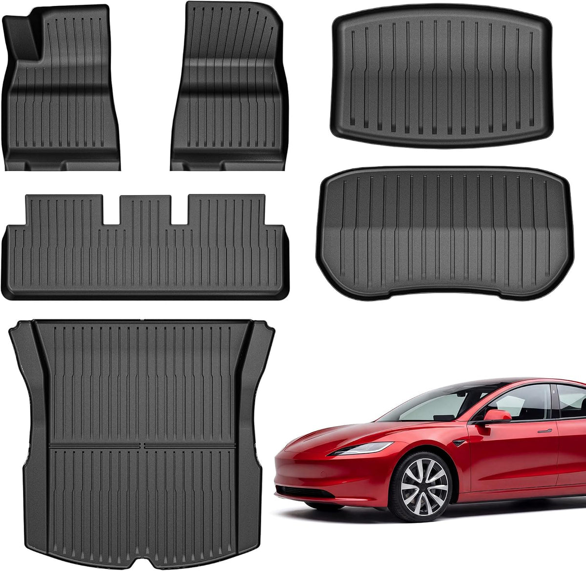 YITAMOTOR Tesla Model 3 Floor Mats Full Set Custom Fit 2020-2023 All-Weather Cargo Liners Rear Cargo Tray Trunk Floor Mat Interior Accessories, Black mysite