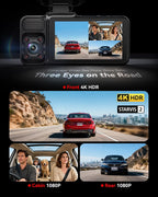 REDTIGER F17 4K 3CH Dash Cam, STARVIS 2 Sensor HDR, 64GB Card, 5.8GHz WiFi mysite