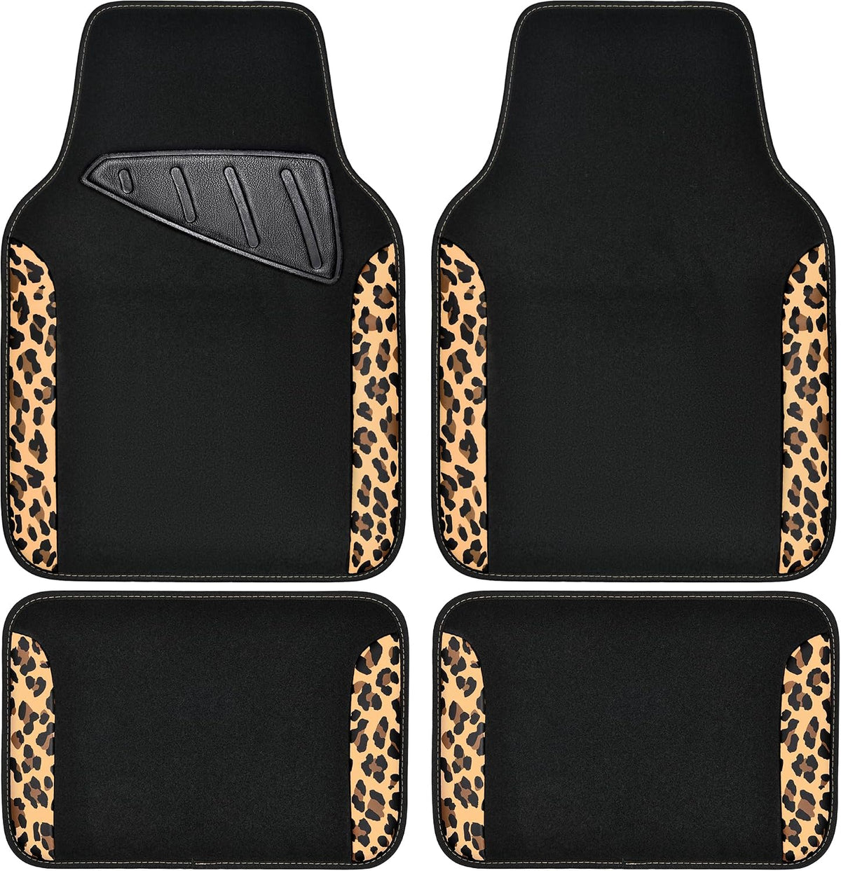 CAR PASS Leopard Print Faux Leather Car Seat Covers & Leopard Car Mats&Leopard Steering Wheel Cover Seat Belt Pad Universal Car Accessories for SUV,Van,Saden,Truck Automobile Interior Sets mysite