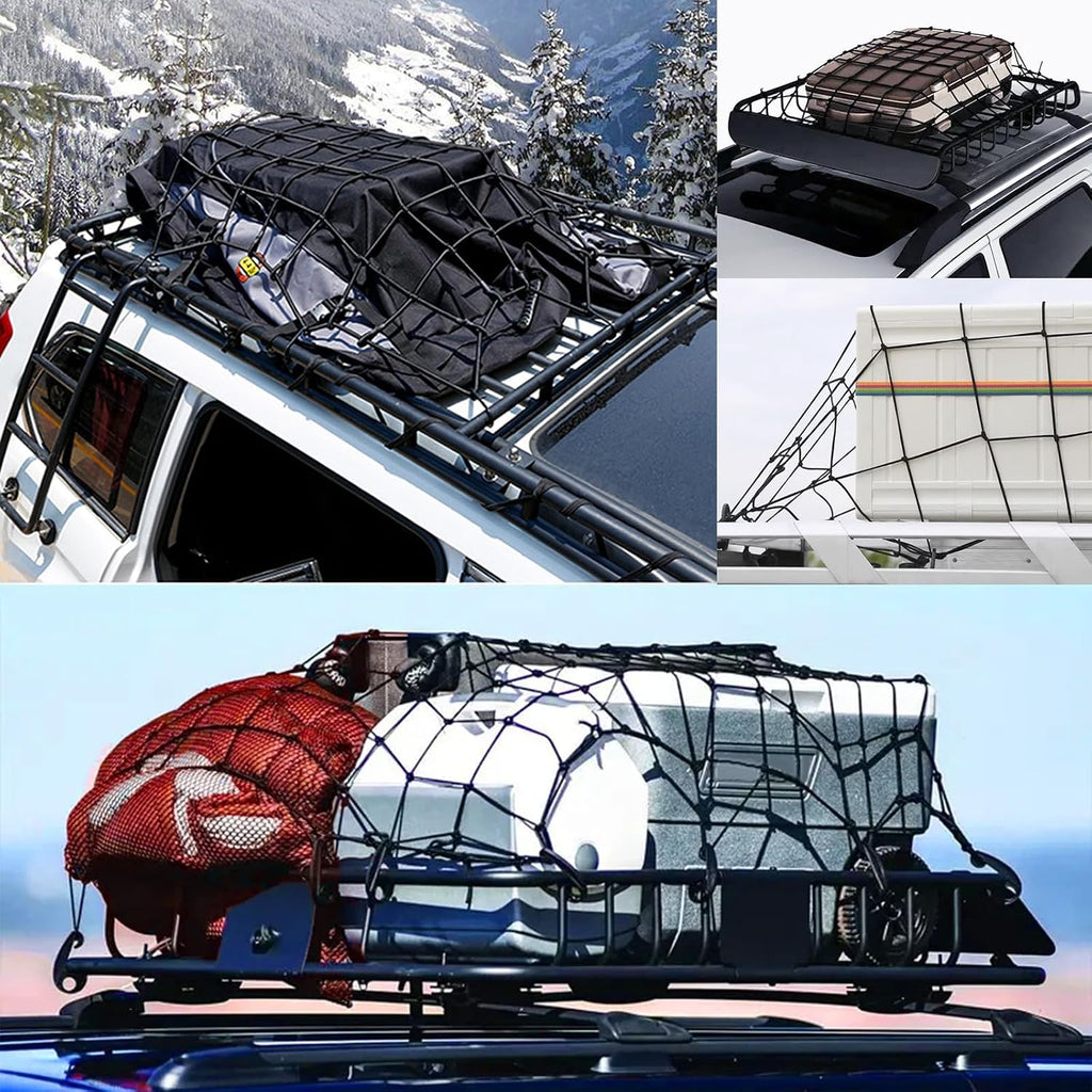 Heavy Duty Cargo Net for Pickup Truck Bed - 4' x 6' Stretches to 10' x 15' | Small 4"x4" Latex Bungee Net Mesh with 24 Clips - Compatible with Ford, Chevy, Dodge Ram, Toyota mysite