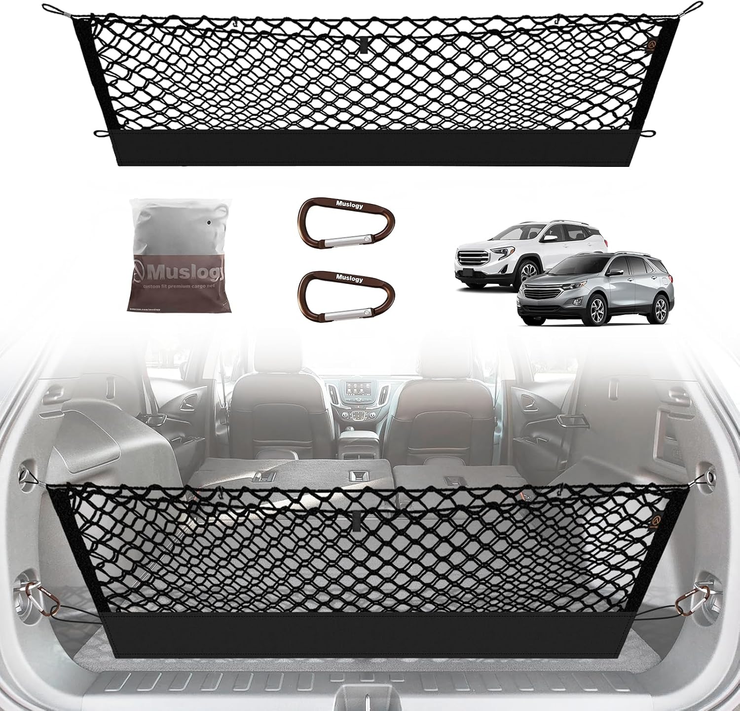 Truck Bed Cargo Net Trunk Netting Compatible with 2013-2026 Chevy Silverado & GMC Sierra 1500/2500HD/3500HD Accessories, Pickup Cargo Organizer SUV Sedan Storage Net w/Heavy Duty Carabiners mysite