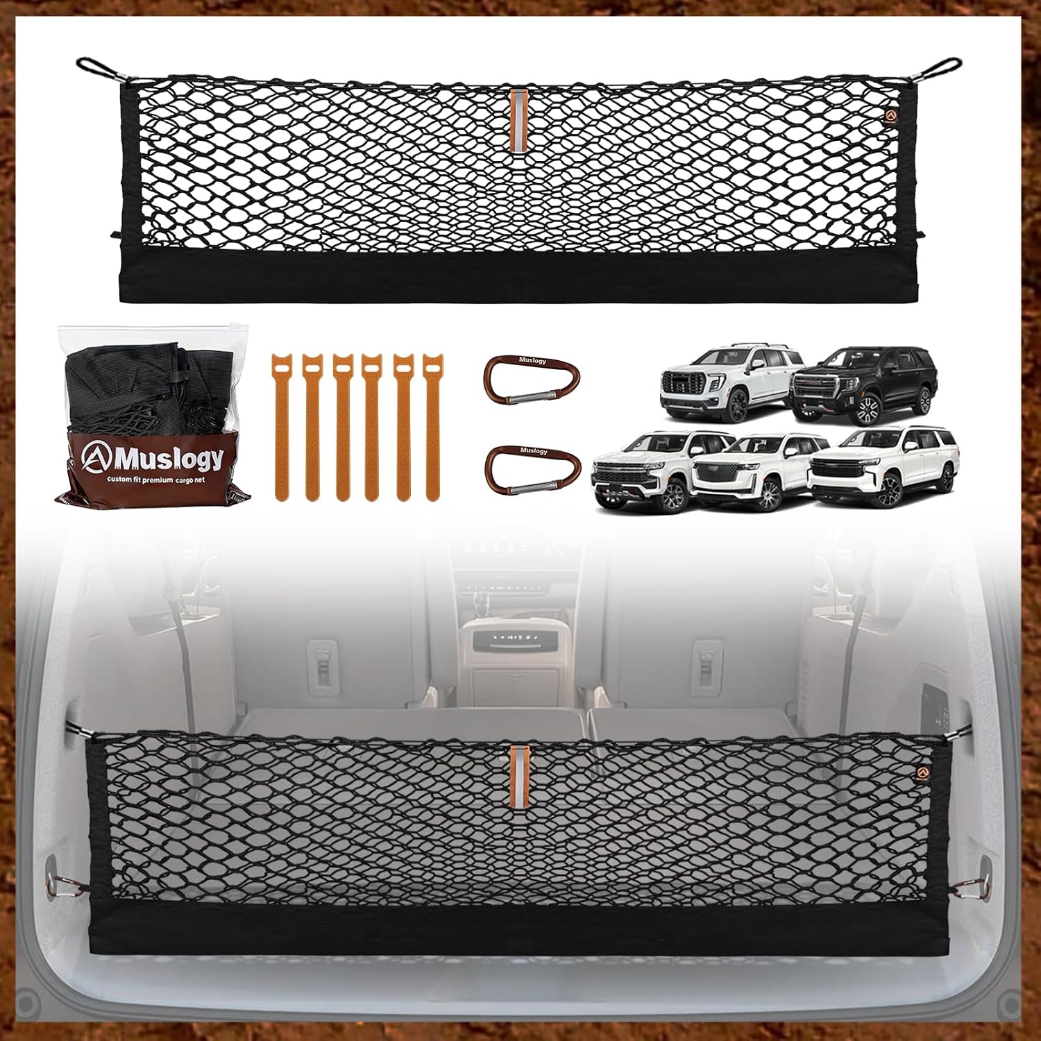 Truck Bed Cargo Net Trunk Netting Compatible with 2013-2026 Chevy Silverado & GMC Sierra 1500/2500HD/3500HD Accessories, Pickup Cargo Organizer SUV Sedan Storage Net w/Heavy Duty Carabiners mysite