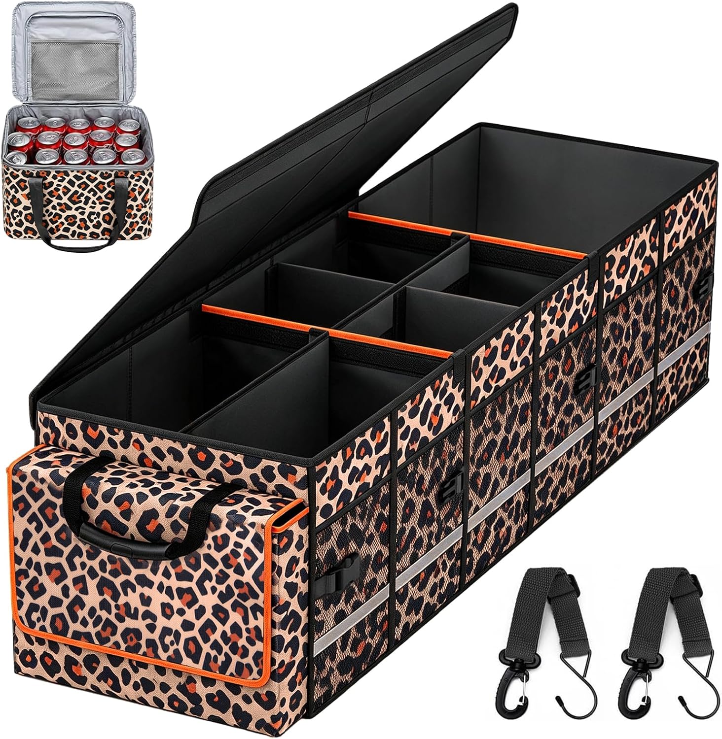 Car Trunk Organizer and Storage with Lid & Removable Leakproof Cooler Bag, Car Accessories 6 Removable Dividers for Custom Space, Collapsible Large Trunk Organizers Interior for SUV Sendan with Cover | Collapsible Trunk Organizers with Lid & Removable Coo mysite