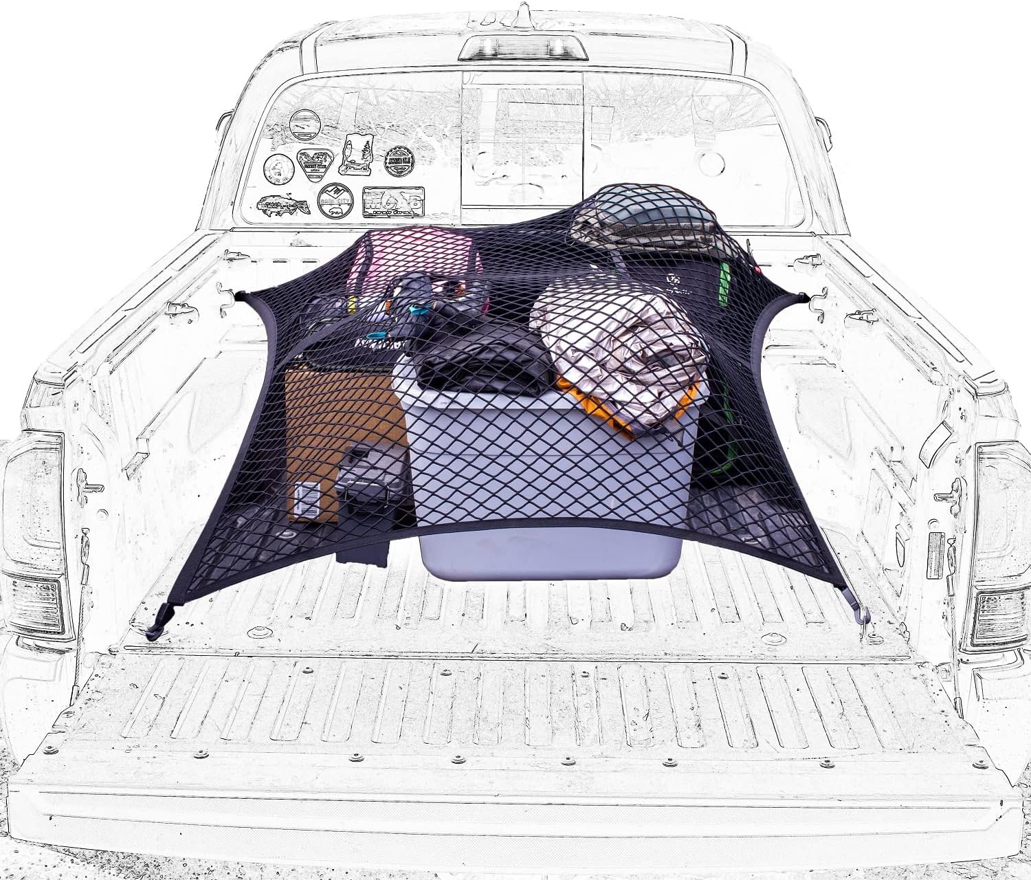 Highly Elastic Cargo Net, Simple Truck Bed Cargo Mesh Organizer, Suitable for 5ft - 6ft Standard Bed Trucks, 4'x4' Stretches to 7'x7' (Single Layer) mysite