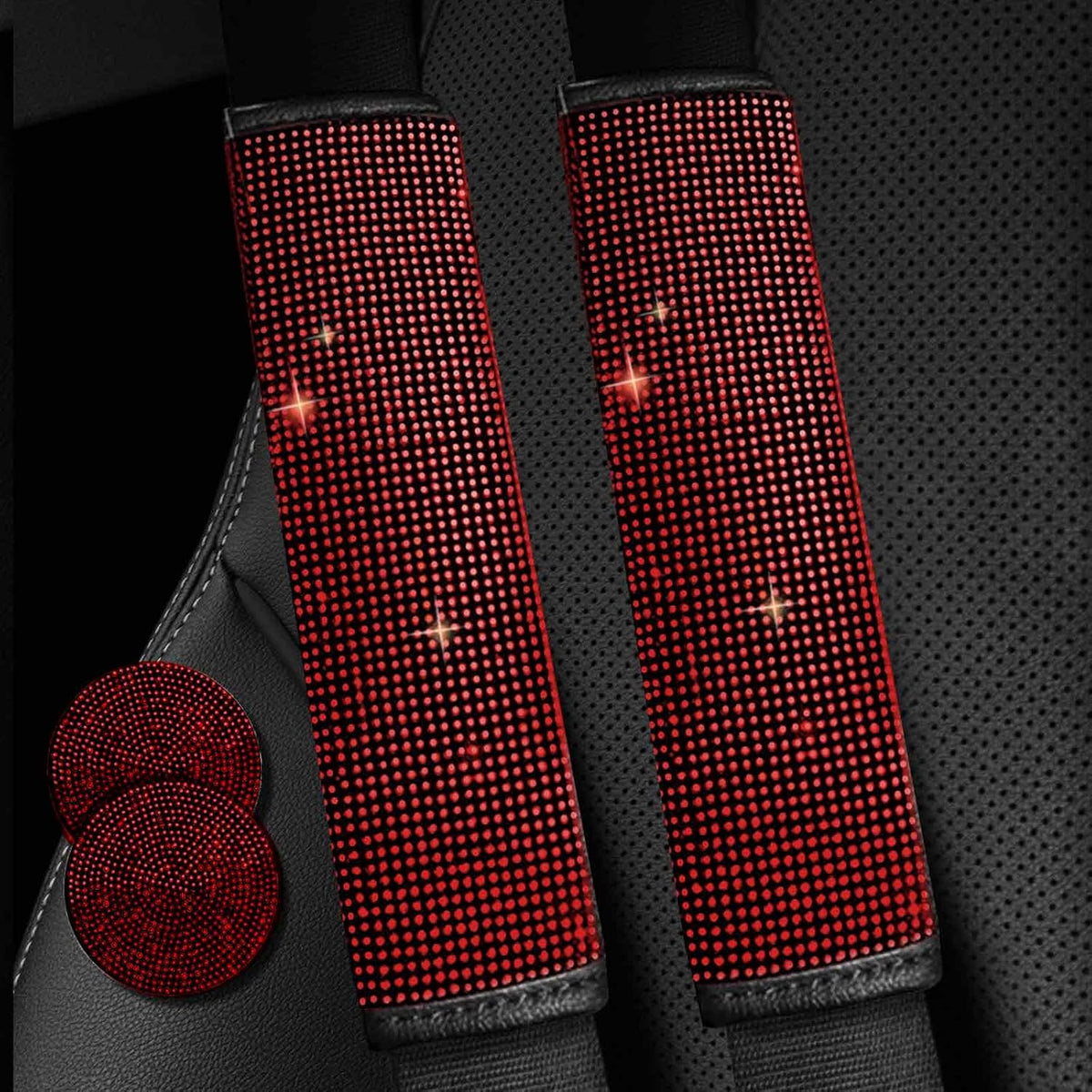 2PCS Bling Car Seatbelt Strap Covers for Women Girls - Crystal Rhinestone Velvet Shoulder Pad Protector - Diamond Shine Safety Shoulder Pad, Car Decor Interior Accessories mysite