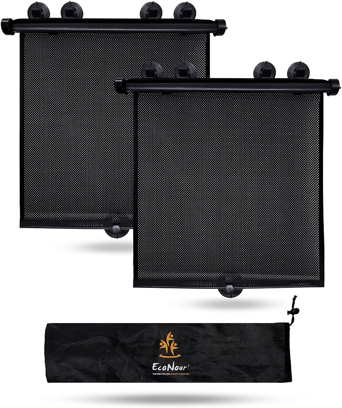 EcoNour Car Side Window Sun Shade (2 Pack) | Retractable Roller Sunshade for Kids | Baby Car Window Shades for UV and Sun Glare Protection | Baby Travel Accessories (15"x17") mysite