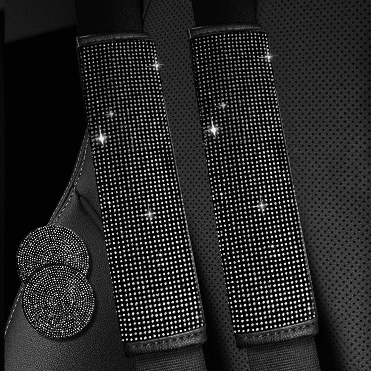 2PCS Bling Car Seatbelt Strap Covers for Women Girls - Crystal Rhinestone Velvet Shoulder Pad Protector - Diamond Shine Safety Shoulder Pad, Car Decor Interior Accessories mysite