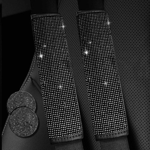 2PCS Bling Car Seatbelt Strap Covers for Women Girls - Crystal Rhinestone Velvet Shoulder Pad Protector - Diamond Shine Safety Shoulder Pad, Car Decor Interior Accessories mysite