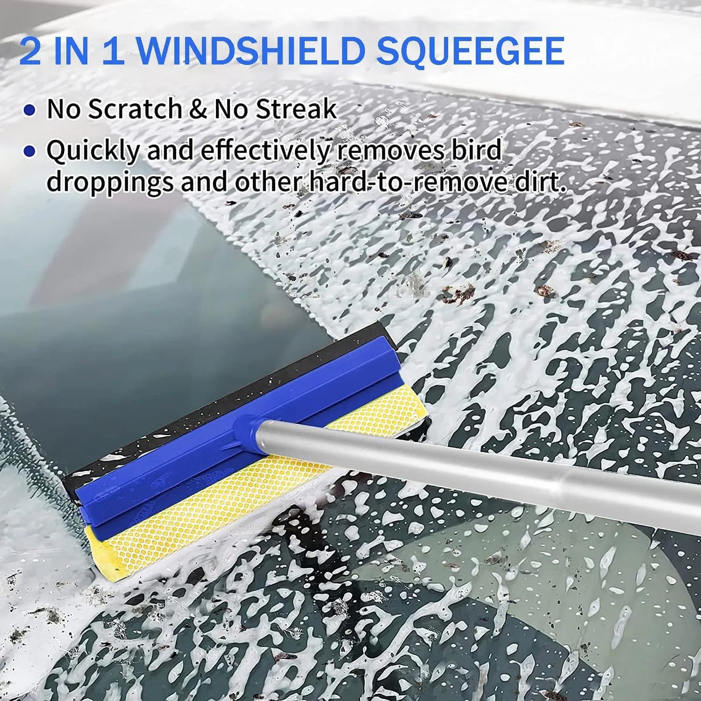 62" Car Wash Mop & Brush Kit – Full Vehicle Cleaning Set with Squeegee, Towels & Tire Brush