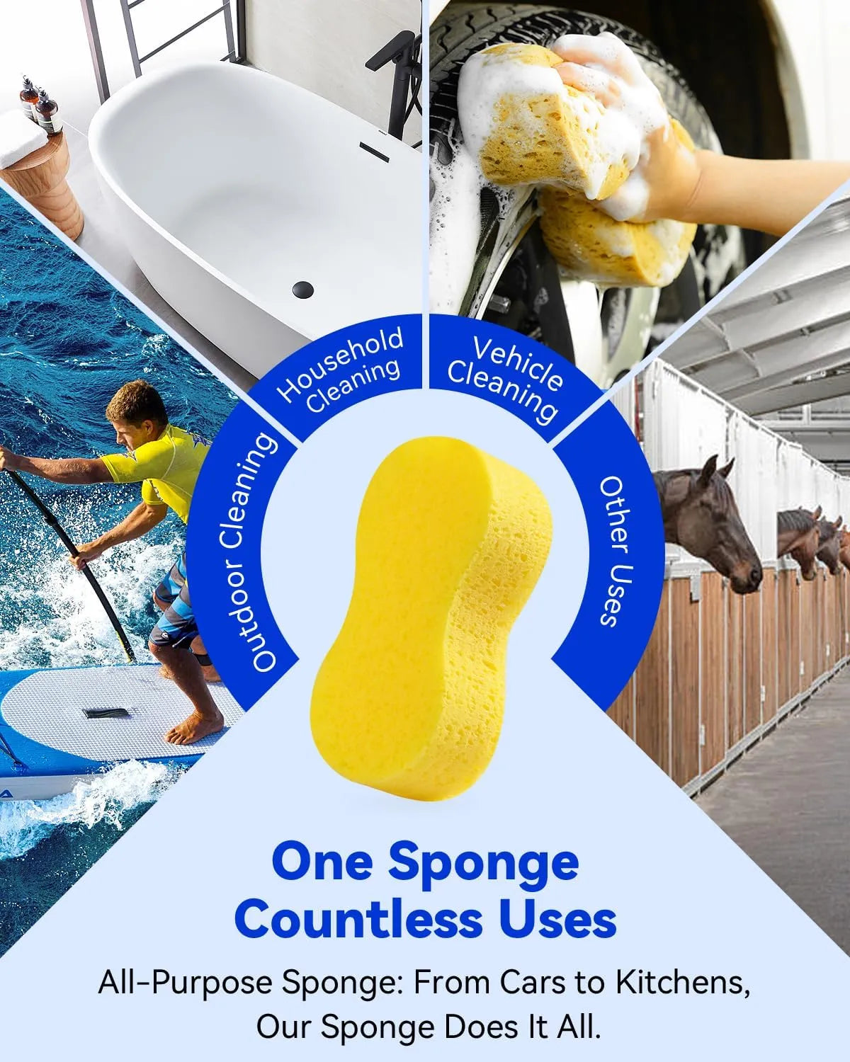 5-Pack Large Car Wash Sponges – Extra Thick & Super Absorbent Foam for Car & Home