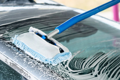 Premium Car Wash Tool – Mitt on an Extendable Stick with Brush & Mop Head