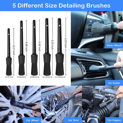 27PCS Complete Car Detailing Kit – Interior, Exterior, Wheels & Drill Brush Set