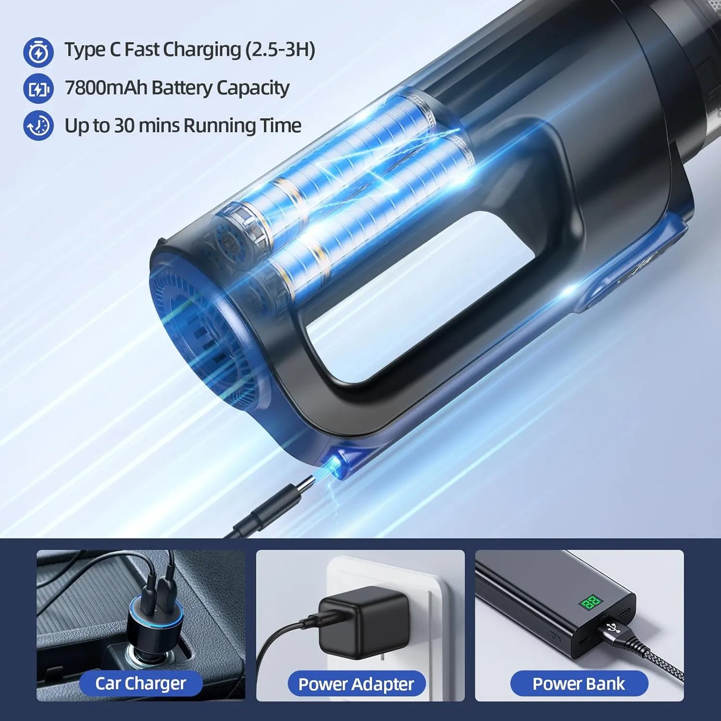 All-in-One Cordless Vacuum for Car & Home – 18000Pa, LED Light, Long Battery Life