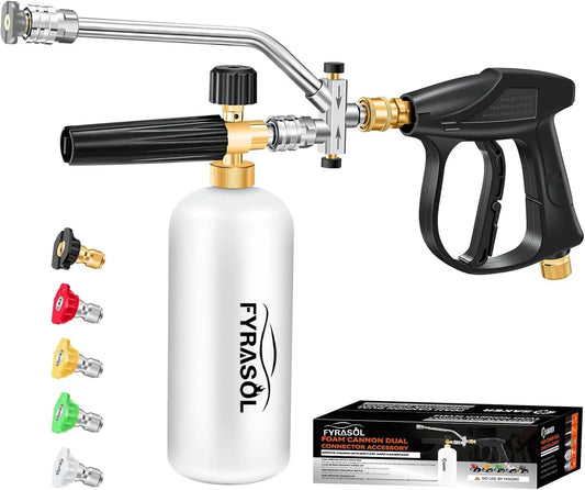 Powerful Foam Cannon Kit for Car Detailing – Dual Connector & Multi-Angle Spray Tips