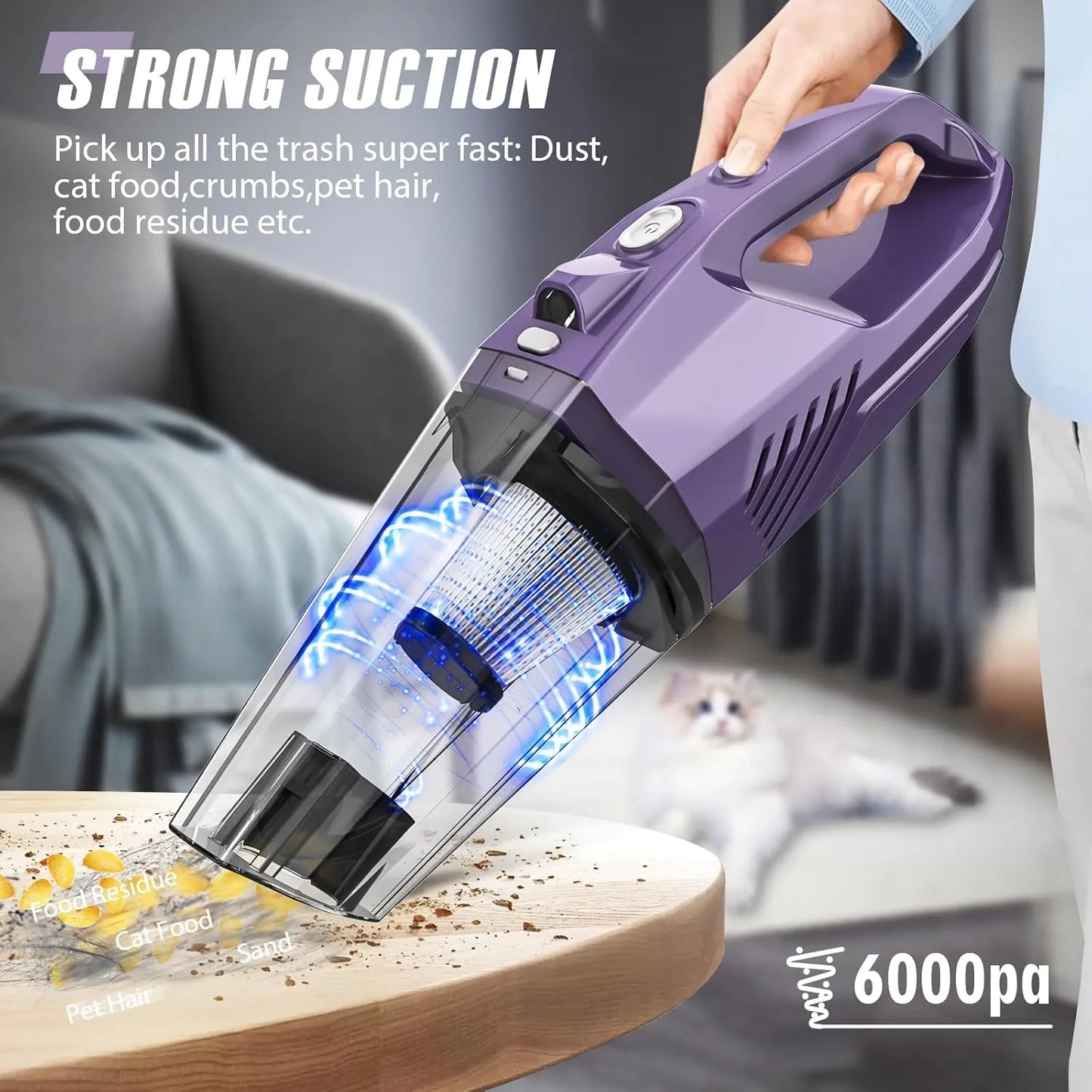 Cordless Handheld Car Vacuum – Powerful Suction, Lightweight & Rechargeable