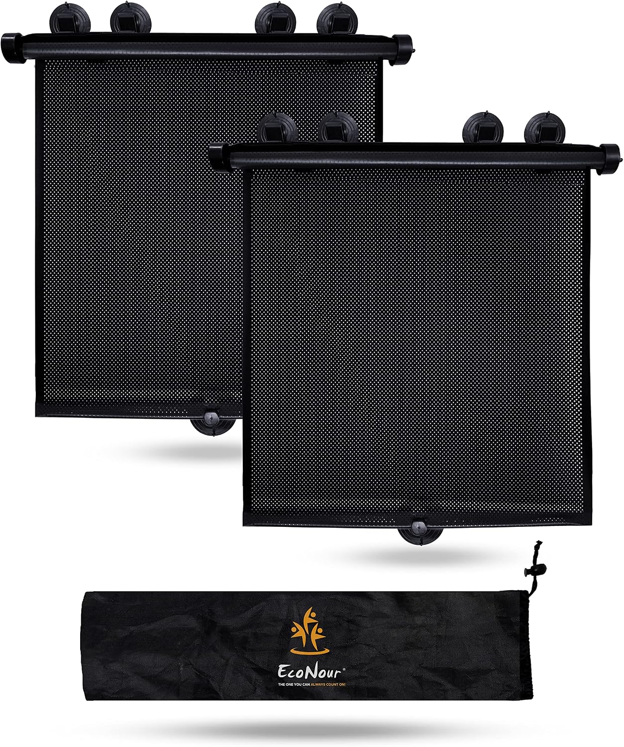 EcoNour Car Side Window Sun Shade (2 Pack) | Retractable Roller Sunshade for Kids | Baby Car Window Shades for UV and Sun Glare Protection | Baby Travel Accessories (15"x17") mysite