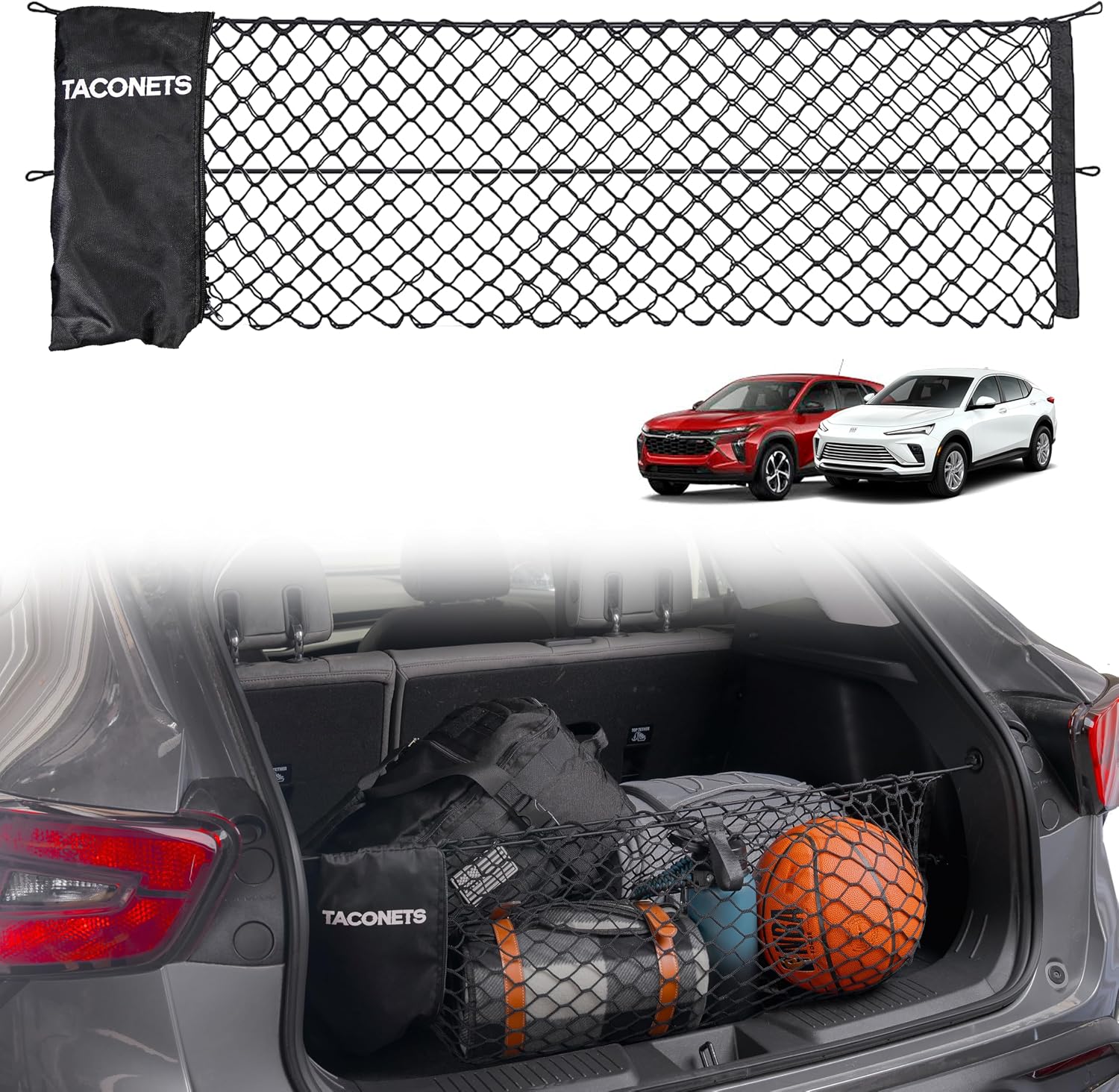 Envelope Cargo Net for GMC Sierra & Chevy Silverado - Fits 2013-Current - Upgraded 5mm Bungee - Integrated Storage Bag - Heavy Duty Carabiners - Designed in USA | Upgraded 5mm bungee, integrated storage bag, heavy-duty carabiners. Designed in USA. Fits 20 mysite