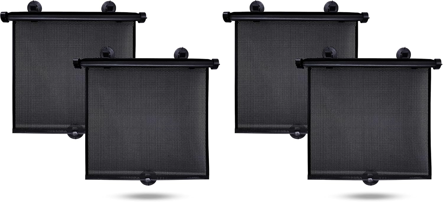 EcoNour Car Side Window Sun Shade (2 Pack) | Retractable Roller Sunshade for Kids | Baby Car Window Shades for UV and Sun Glare Protection | Baby Travel Accessories (15"x17") mysite