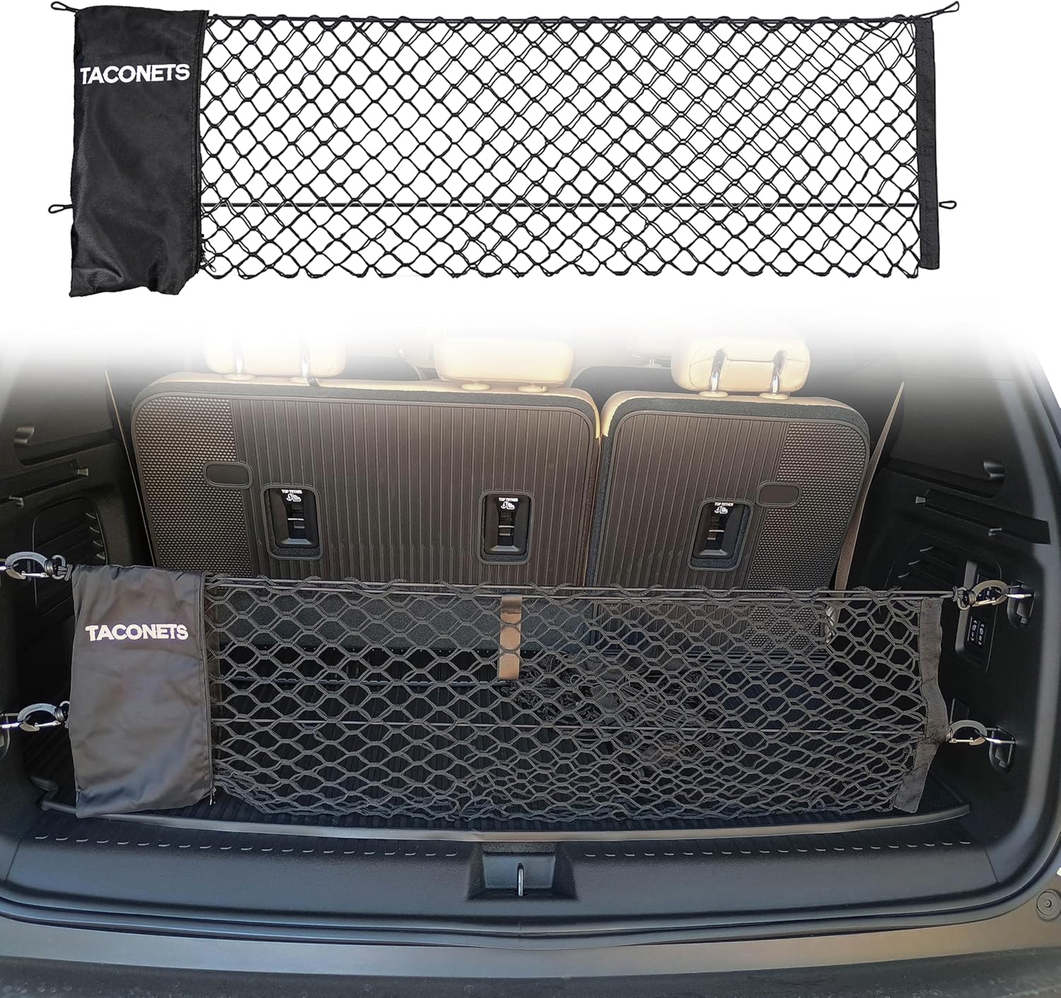 Envelope Cargo Net for GMC Sierra & Chevy Silverado - Fits 2013-Current - Upgraded 5mm Bungee - Integrated Storage Bag - Heavy Duty Carabiners - Designed in USA | Upgraded 5mm bungee, integrated storage bag, heavy-duty carabiners. Designed in USA. Fits 20 mysite