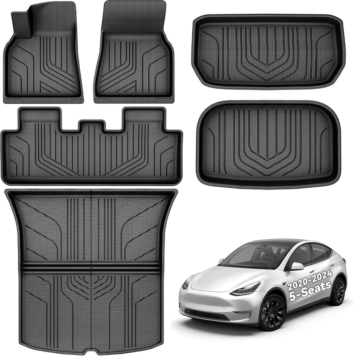 YITAMOTOR Tesla Model 3 Floor Mats Full Set Custom Fit 2020-2023 All-Weather Cargo Liners Rear Cargo Tray Trunk Floor Mat Interior Accessories, Black mysite