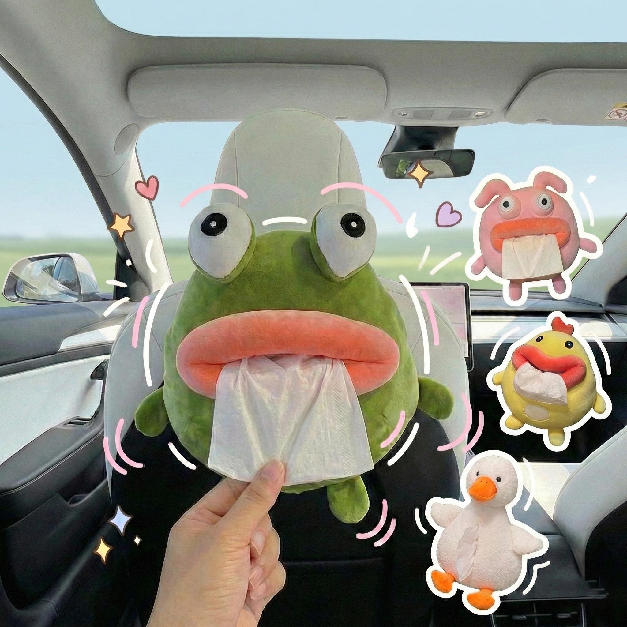 Car Tissue Box Holder, Cute Abstract Funny Cartoon Doll Tissue Dispenser, Decorative Car Accessory for Vehicle and Home Facial Tissues Magnetic Document Holder brand new bag pearl car speaker fyrasol