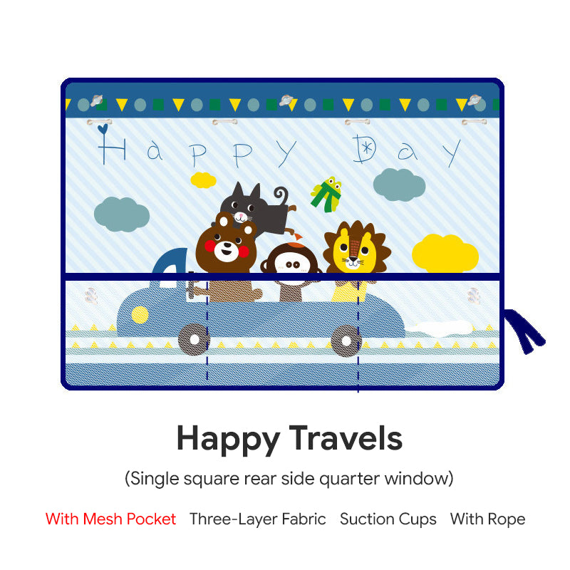 Car Window Shade for Baby, Car Sun Shade Curtain with Storage Pockets & Suction Cups, Cartoon Sun Blocker Blind for Side Windows fyrasol