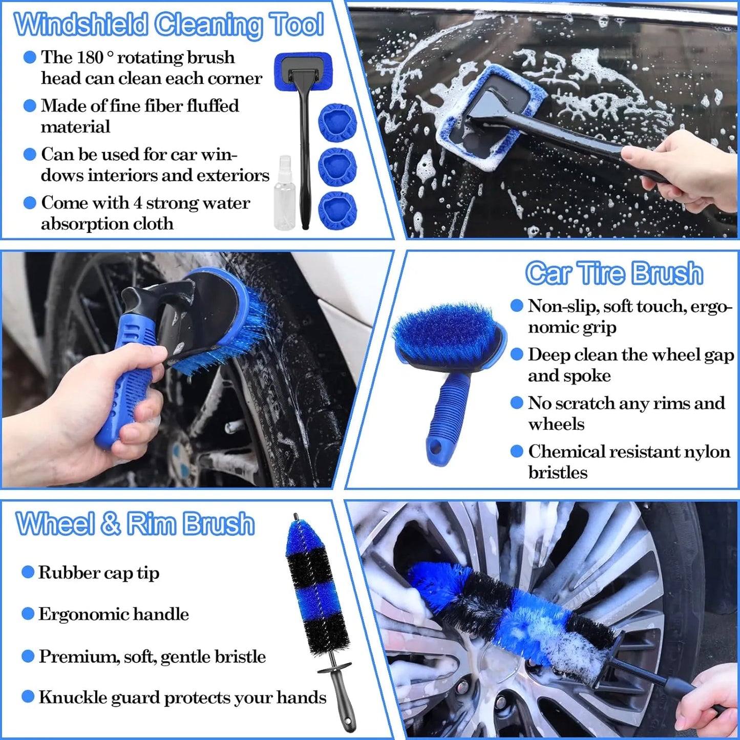 26PCS Car Detailing Brush Kit – Complete Interior & Exterior Cleaning Set
