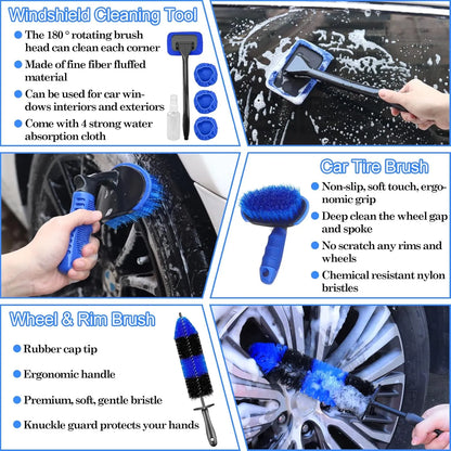 26PCS Car Detailing Brush Kit – Complete Interior & Exterior Cleaning Set