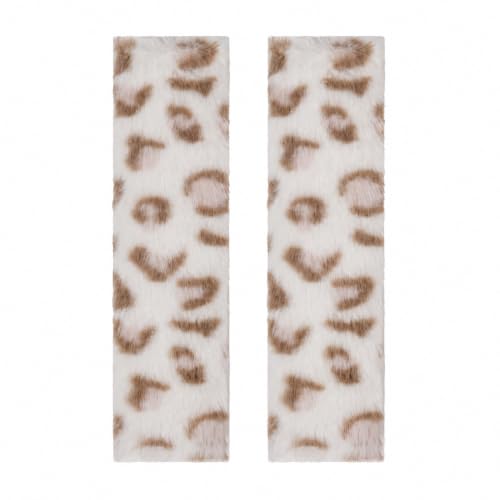 Fyrasol Faux Fur Leopard Print Car Seat Belt Cover Pads, Soft Shoulder Comfort Cushion, Universal Fit for Adults and Kids, 2 Pack