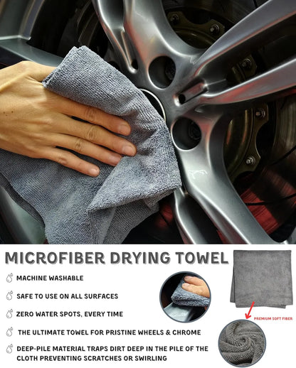 7PCS Premium Wheel & Tire Cleaning Kit – Long Handle Brushes, Mitt, Towels & More