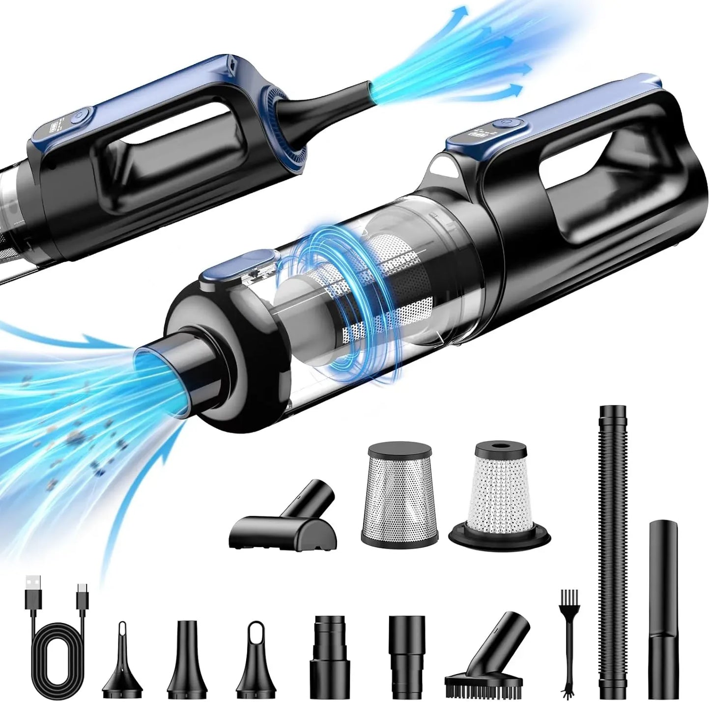 All-in-One Cordless Vacuum for Car & Home – 18000Pa, LED Light, Long Battery Life