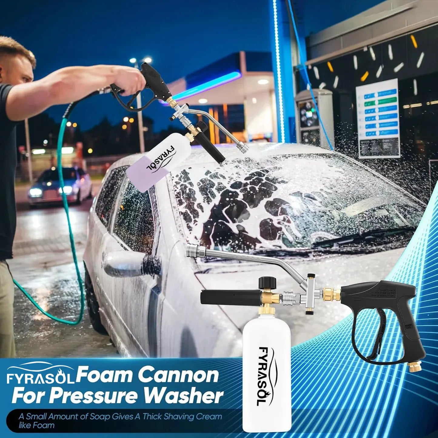 Powerful Foam Cannon Kit for Car Detailing – Dual Connector & Multi-Angle Spray Tips