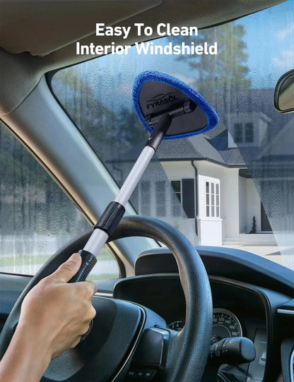 Extendable Windshield Cleaning Tool – Interior Glass Wiper Kit with 4 Microfiber Pads