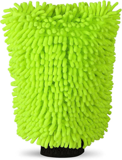 Chenille Microfiber Car Cleaning Mitts 2-Pack - Safely Clean Car Paint, Powerfully Remove Dirt