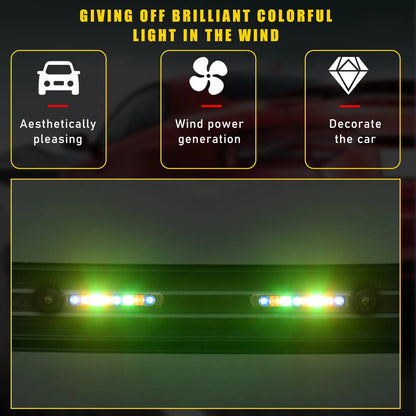 Wind Powered Vehicle Lights, 8 LED Waterproof Car Wind Energy Daytime Light, Auto LED Daytime Running Lights No External Power Supply, Universal Car Accessories