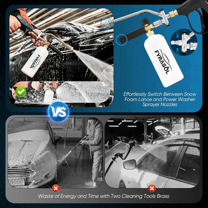 Powerful Foam Cannon Kit for Car Detailing – Dual Connector & Multi-Angle Spray Tips