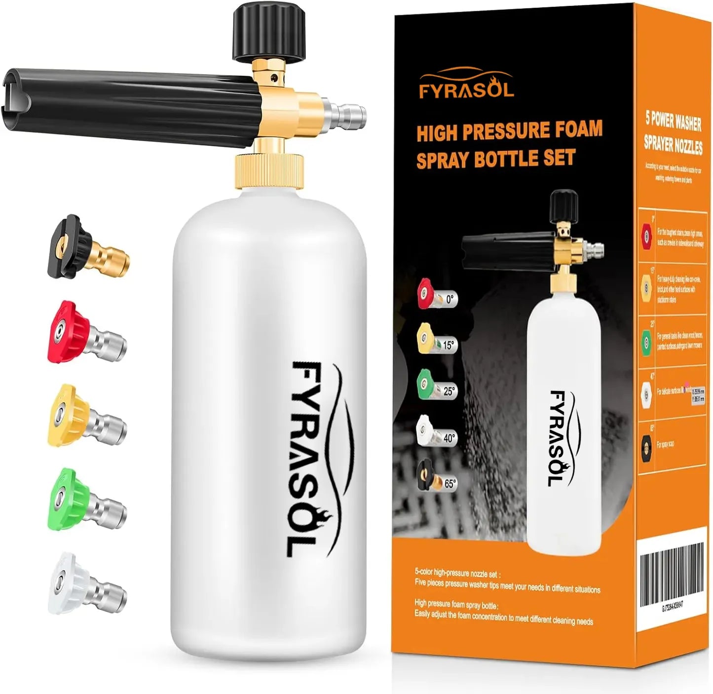 Powerful Foam Cannon Kit for Car Detailing – Dual Connector & Multi-Angle Spray Tips