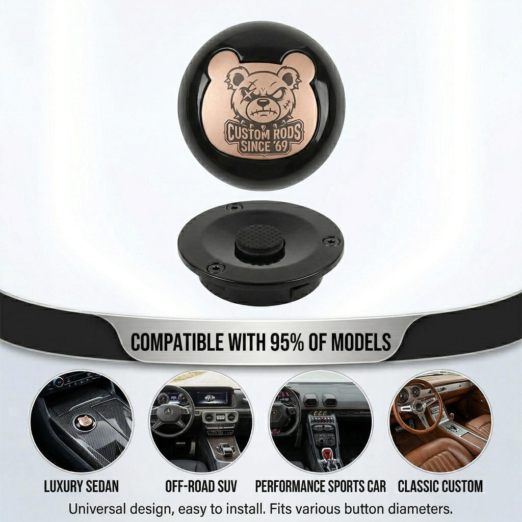 Bear Pattern Push to Start Button Cover for Car Interior Direct Press Ignition Accessory with No Flip Design fyrasol