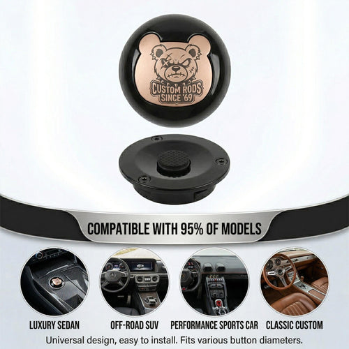 Bear Pattern Push to Start Button Cover for Car Interior Direct Press Ignition Accessory with No Flip Design fyrasol