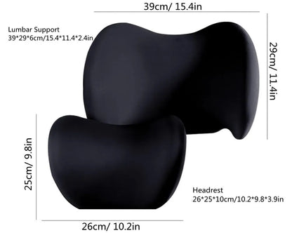 Car Lumbar Support Pillow and Car Neck Pillow Kit, Ergonomic Car Seat Headrest & Lumbar Cushion with Adjustable Strap for Neck Back Pain Relief, for Office Chair/Truck/Wheelchair