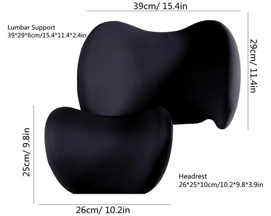 Car Lumbar Support Pillow and Car Neck Pillow Kit, Ergonomic Car Seat Headrest & Lumbar Cushion with Adjustable Strap for Neck Back Pain Relief, for Office Chair/Truck/Wheelchair