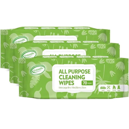 All-Purpose Cleaning Wipes – 70 Count, Extra Large 8"x10" for Auto & Home Use