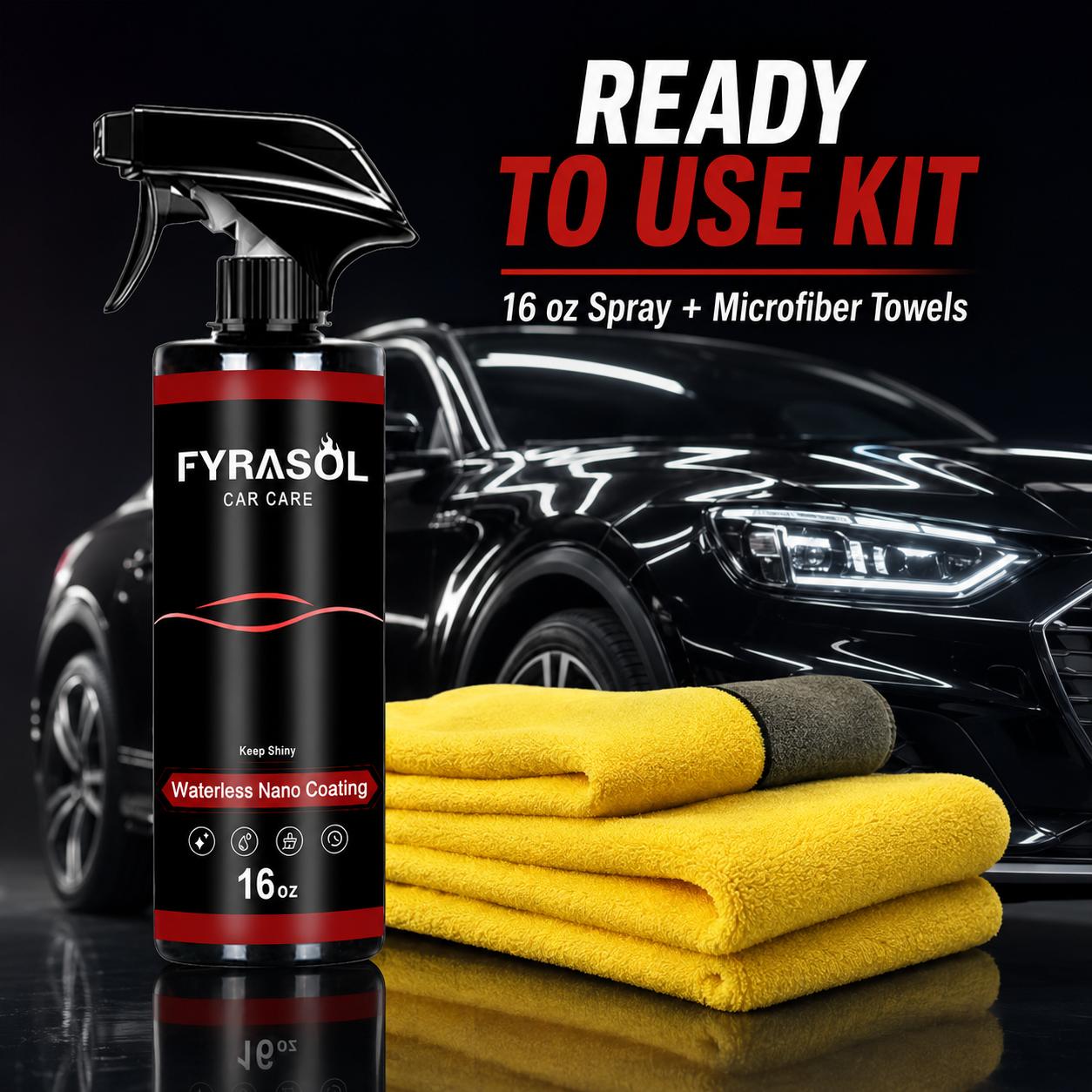 FYRASOL Car Coating Spray Waterless Shine Spray for Cars Quick Spray Wipe Shine Nano Gloss Detailer for Exterior Paint Care fyrasol