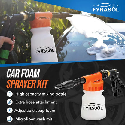 Snow Foam Car Wash Kit – Foam Gun + Microfiber Mitt for Garden Hose Use