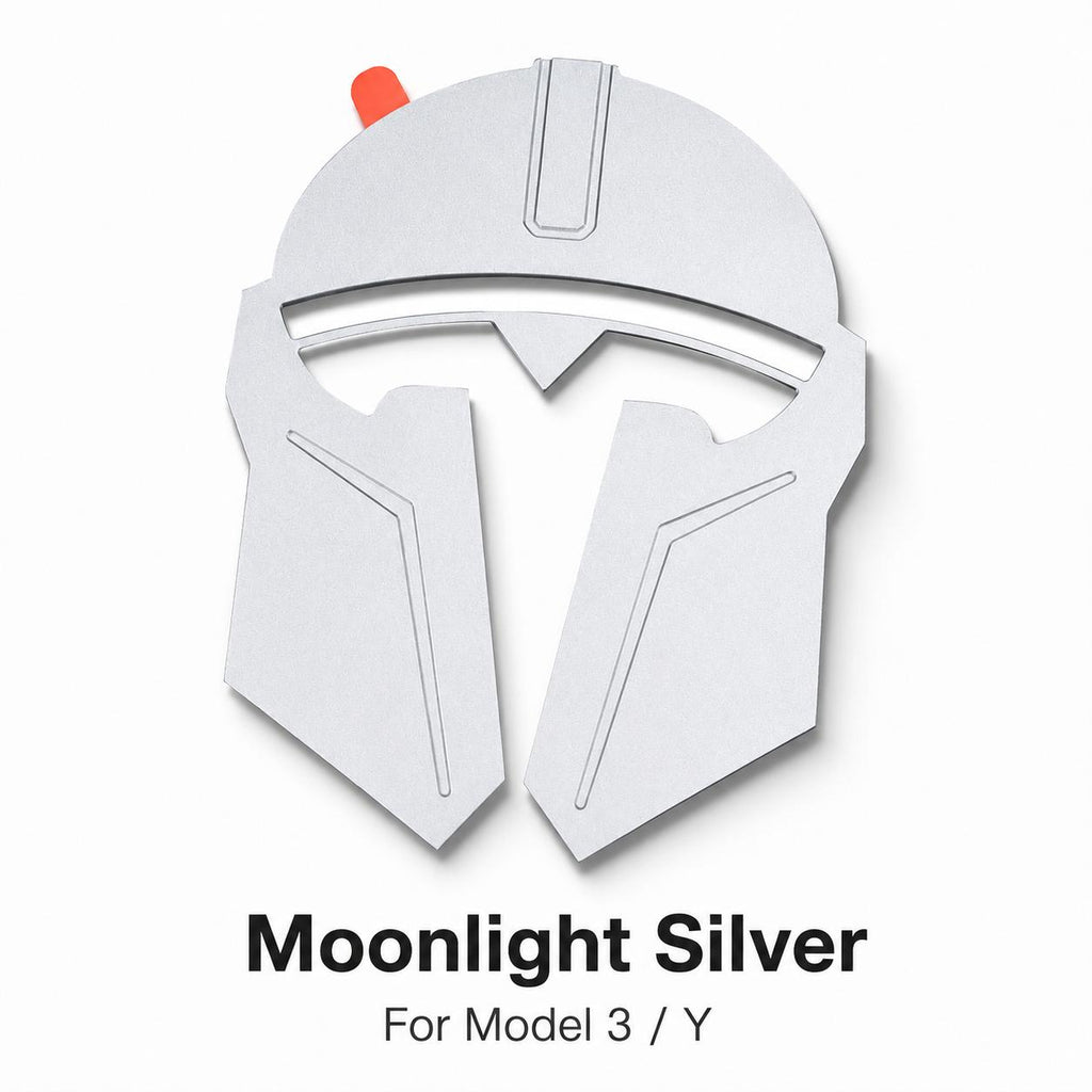 Mando Style Helmet Metal Car Emblem For Tesla Model 3 Y, Aluminum Alloy Badge With Rustproof CNC Finish