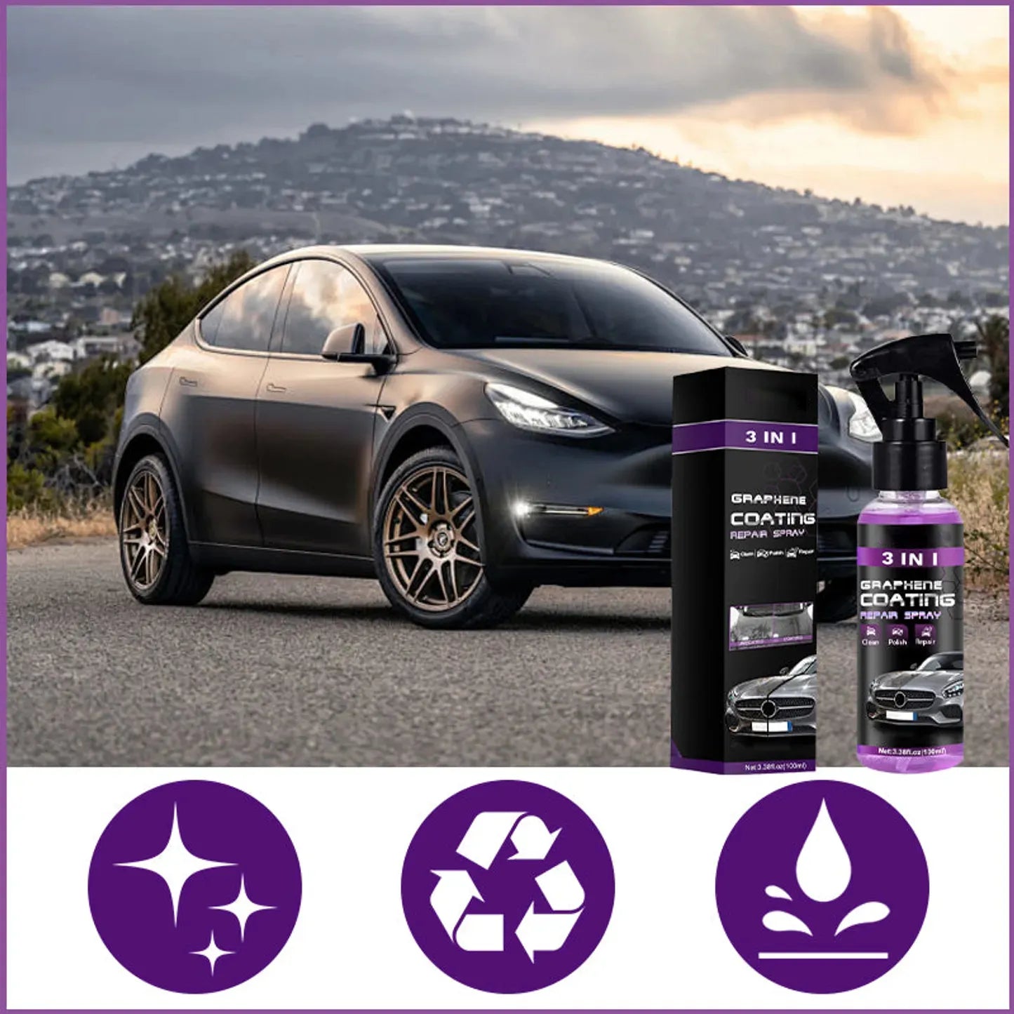 3-in-1 Car Coating Spray – Clean, Shine & Protect in Seconds