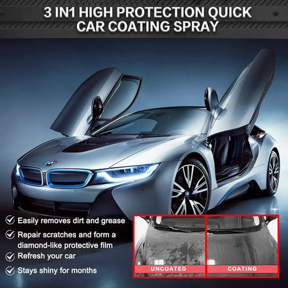 Fyrasol Ceramic Coating Spray 16oz 3-in-1 Nano Car & Boat Detailing Kit – Hydrophobic UV Paint Protection, Waterless Wash, High Gloss Finish for Cars, Motorcycles & Boats Automotive