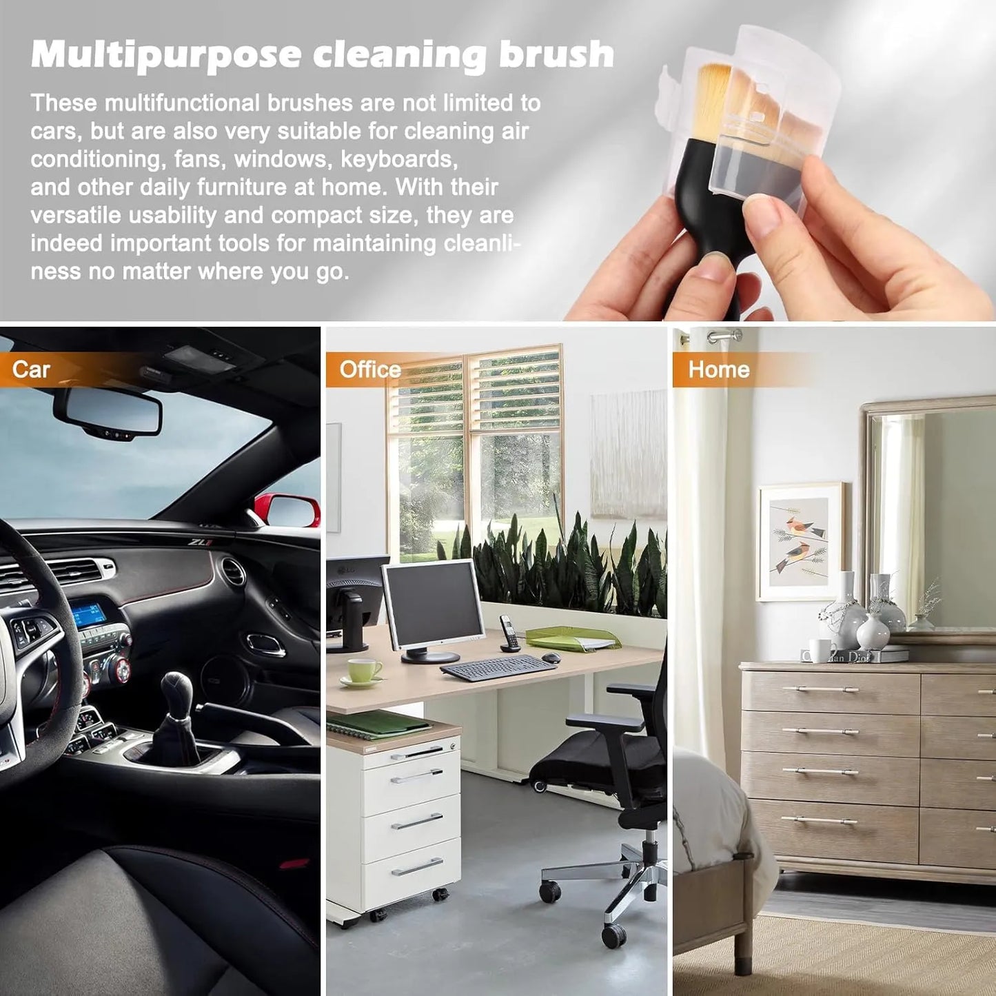 2-Pack Car Interior Detailing Brushes – Soft Bristles & Curved Design for Dust Removal