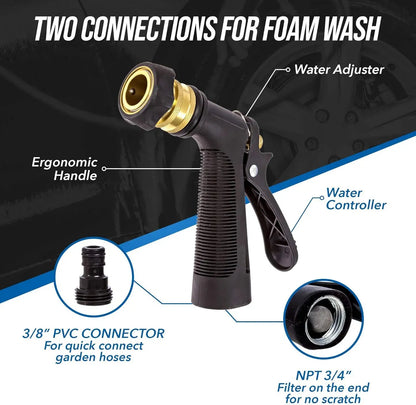 Snow Foam Car Wash Kit – Foam Gun + Microfiber Mitt for Garden Hose Use