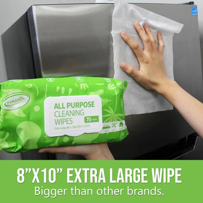 All-Purpose Cleaning Wipes – 70 Count, Extra Large 8"x10" for Auto & Home Use